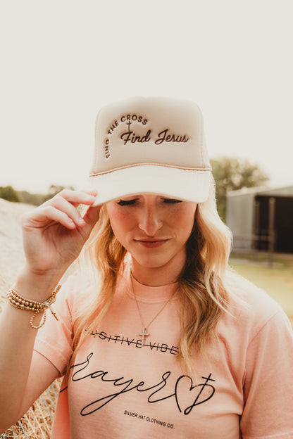Find The Cross, Find Jesus Foam Trucker - Tan