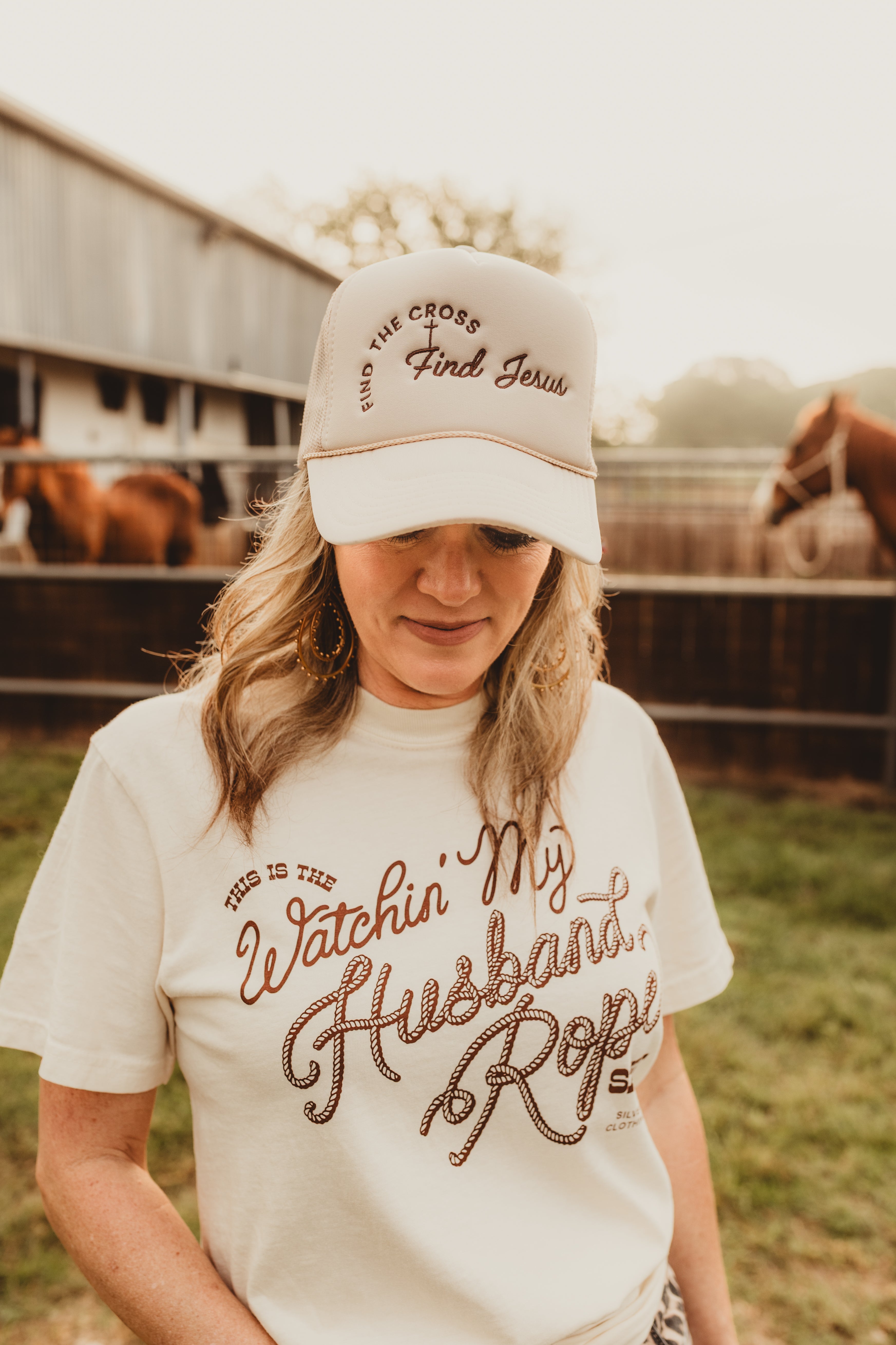 Find The Cross, Find Jesus Foam Trucker - Tan