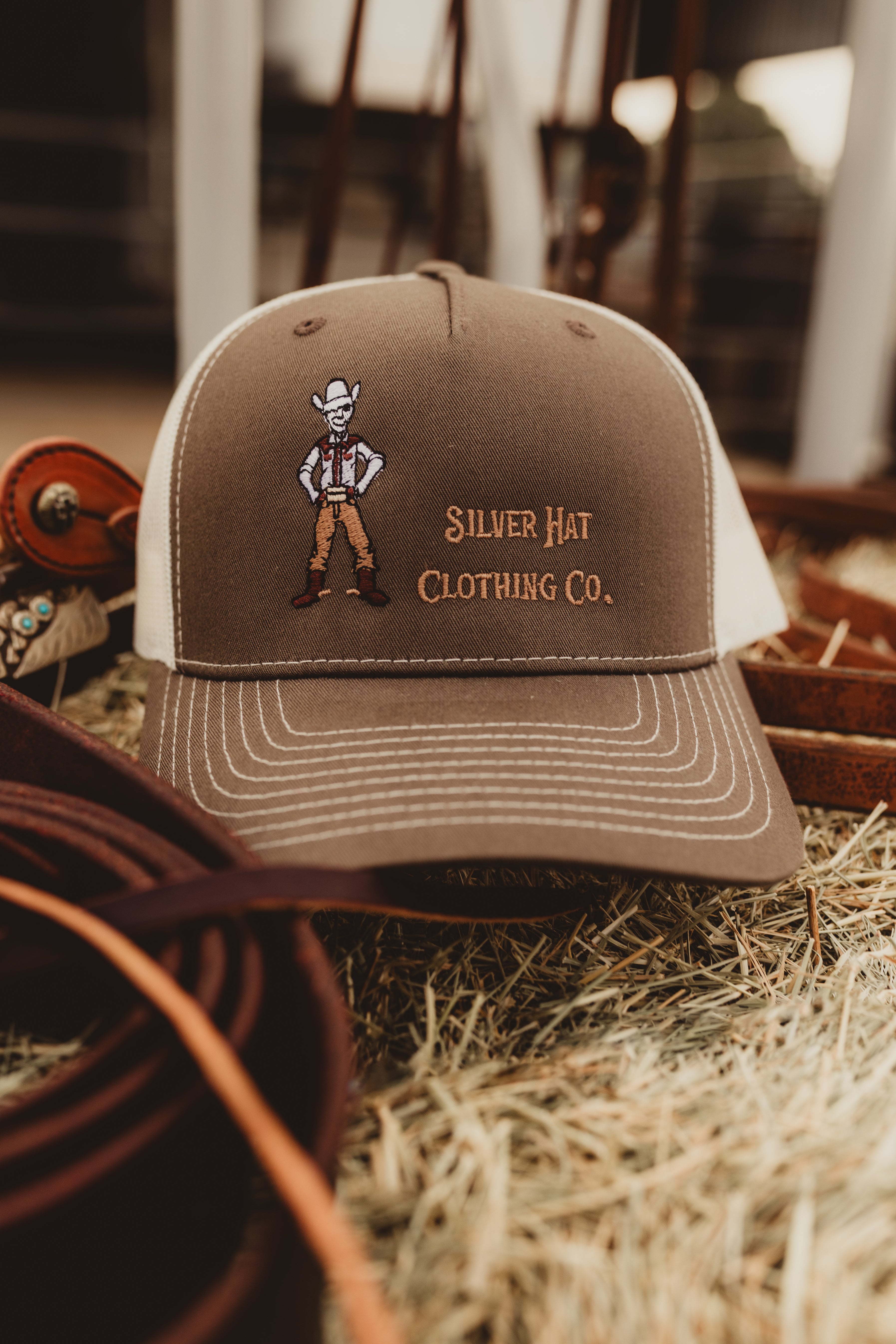 "Roger" SHCC Hat Chocolate Chip/Birch Stitching